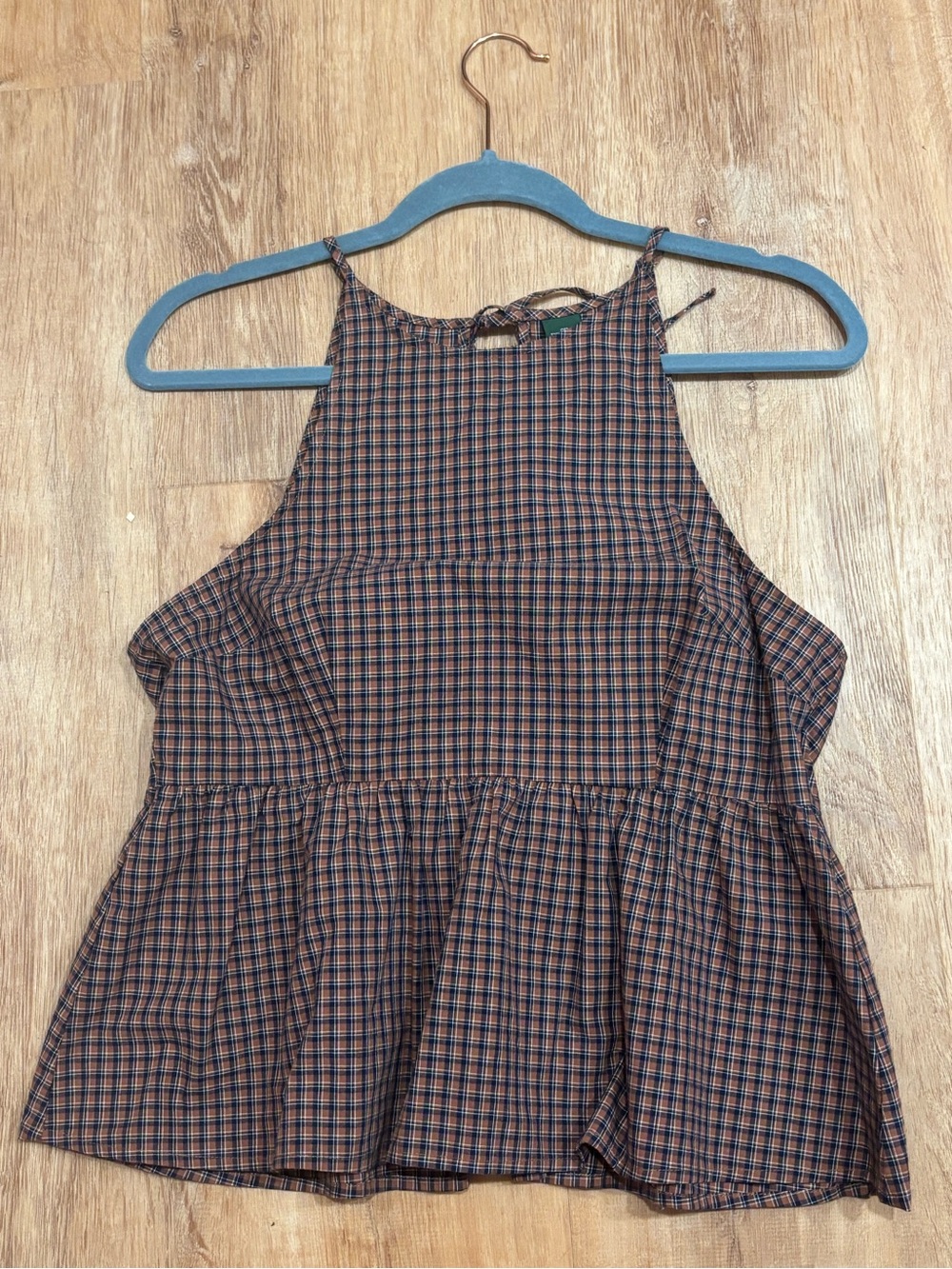 wild fable Brown and Navy Plaid Tank Top